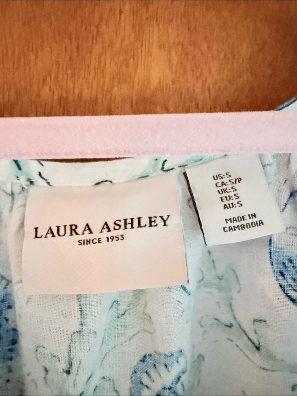 Laura Ashley Light Blue and Green Seashell Print Maxi Dress - Picture 5 of 6
